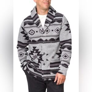 Levi's Men's Reverve Geometric Aztec Fleece Cardigan Gray Size 2XL